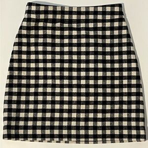J.Crew Factory Size 0 Winter Holiday Black and White Checked Mini Skirt